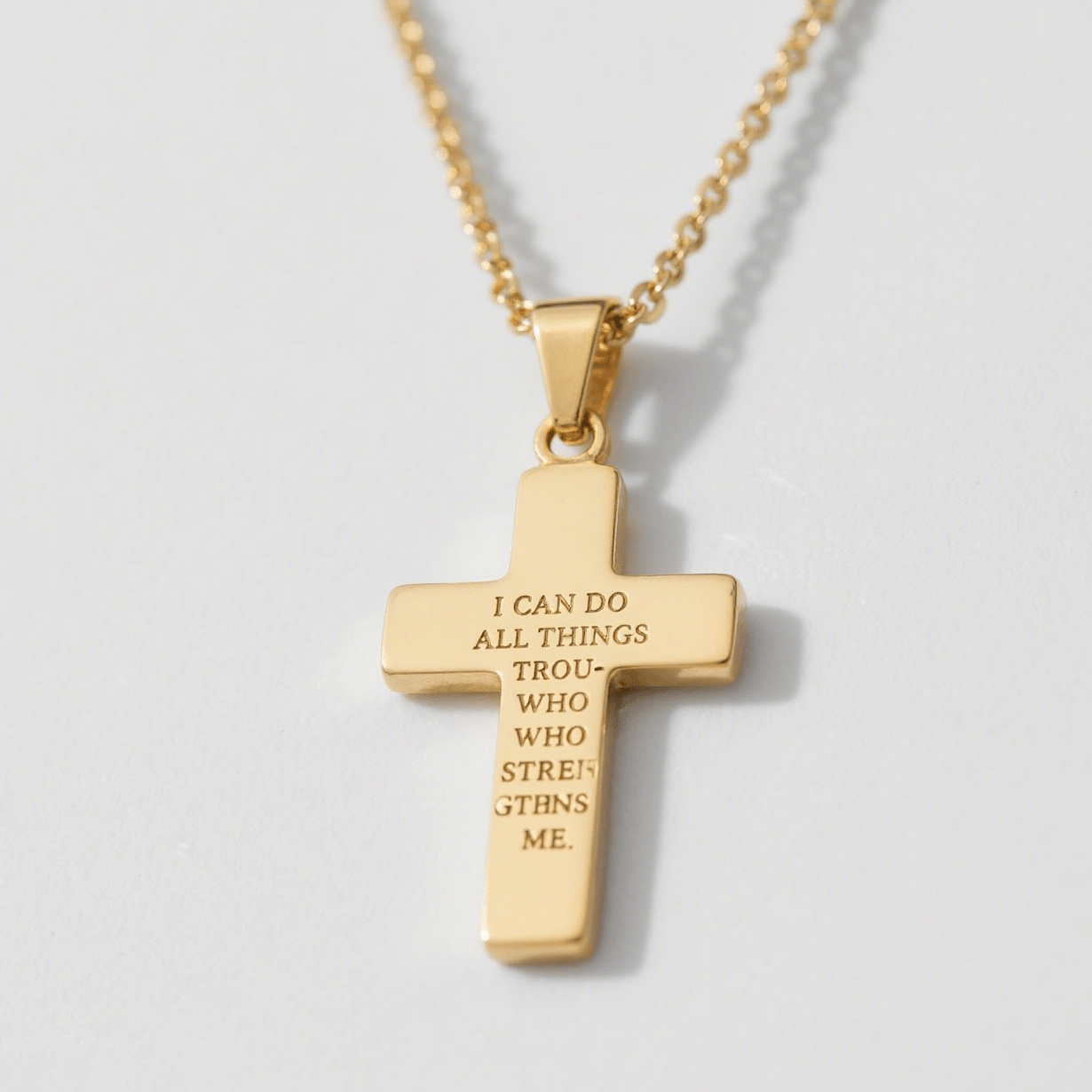 Alala | Gold Plated "I Can Do All Things" Cross Necklace