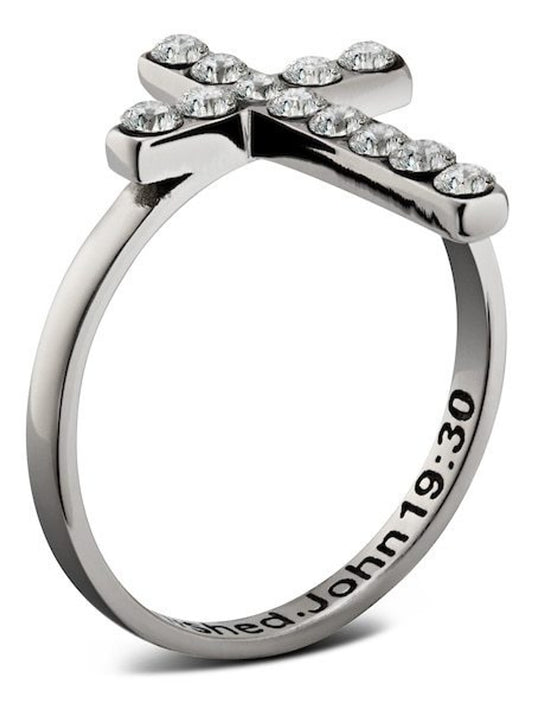 Alala "It Is Finished" Crystal Cross Ring