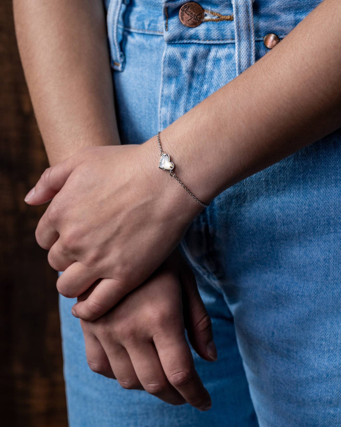 Alala Mother of Pearl Heart Sterling Silver Bracelet