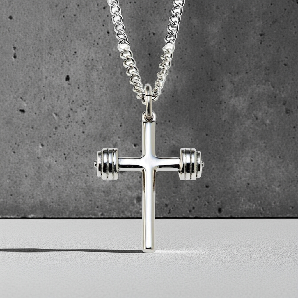 Alala "It Is Finished" Mini Dumbbell Cross Necklace