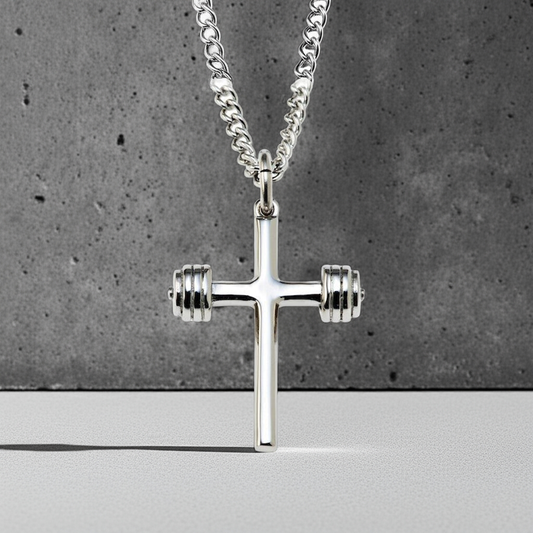 Alala "It Is Finished" Mini Dumbbell Cross Necklace