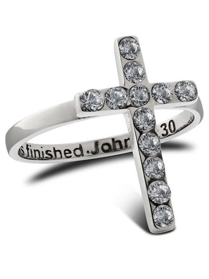 Alala "It Is Finished" Crystal Cross Ring