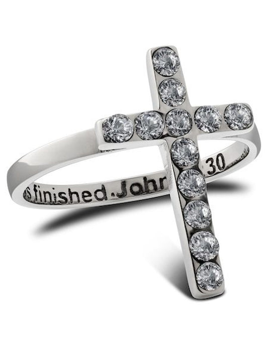 Alala "It Is Finished" Crystal Cross Ring