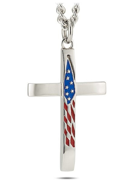 Alala "It Is Finished" American Flag Tapered Cross Necklace